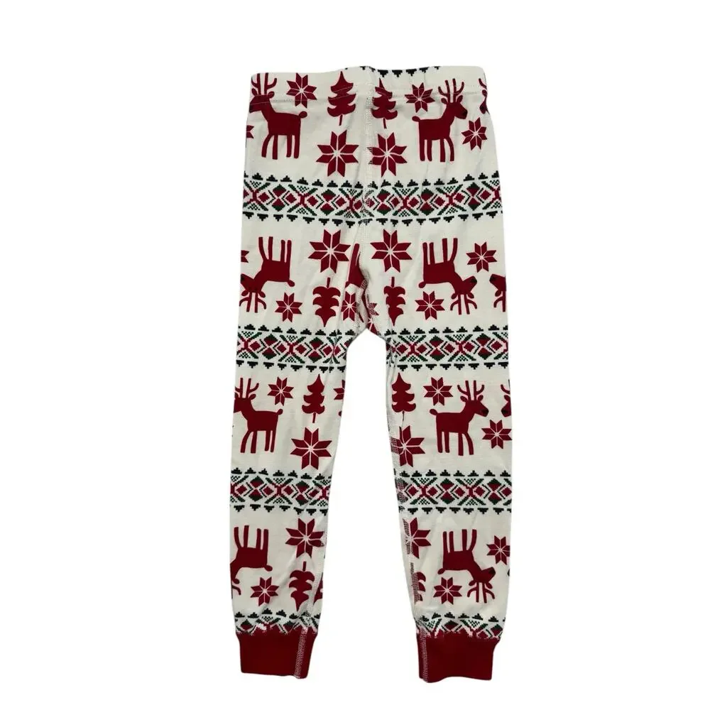 HANNA ANDERSSON Scandi Cane Red Ivory Reindeer Pajama Pants Sz 4 100 Unisex Kids